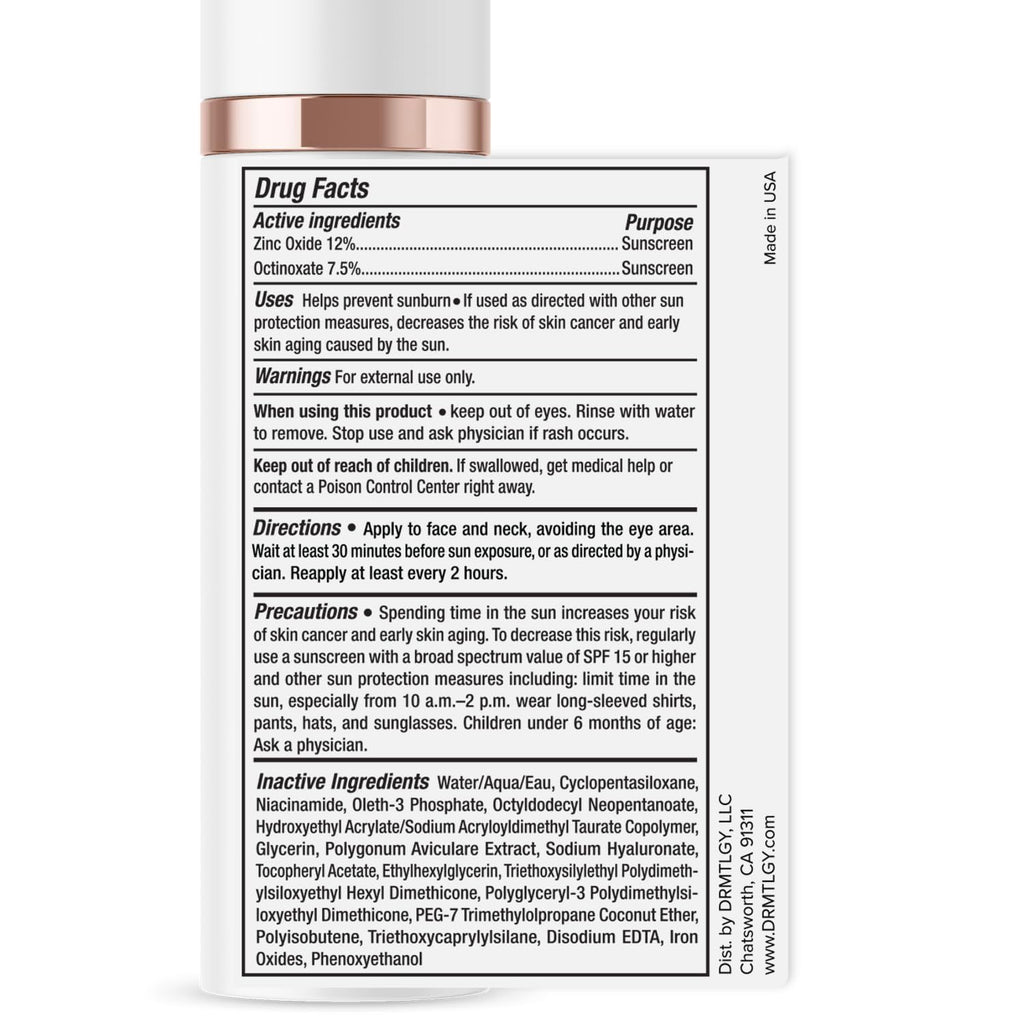 DRMTLGY Anti-Aging Tinted Moisturizer SPF 46 – Universal Tint, Light Coverage Dewy Sunscreen (2 pack, 1.7 oz each)
